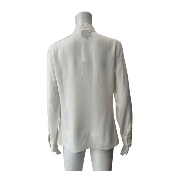 $1400 Akris Ivory Silk Sheer Button Down Stand Up Collar Blouse Top size 6/FR 38 - Picture 6 of 9